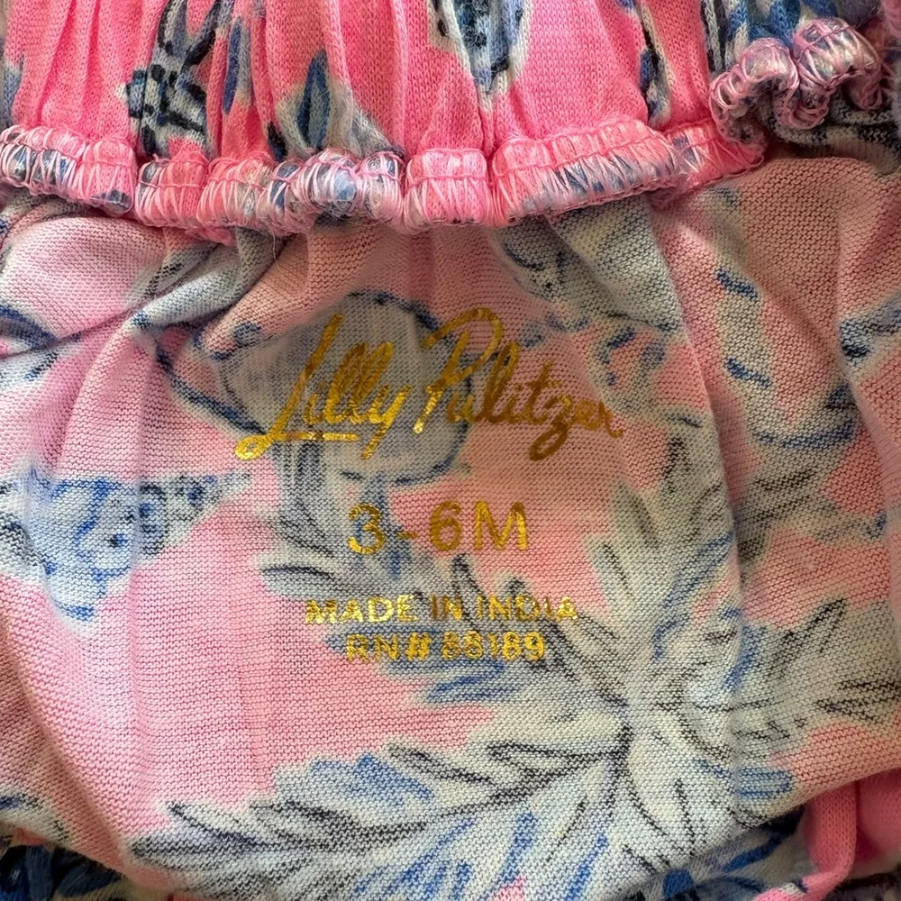 Lilly Pulitzer 3-6 mo Plumeria Infant Dress Rousseau Pink Barefoot Beachcombers